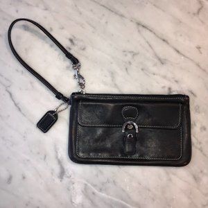 Coach - Black Leather/Calfskin Wristlet